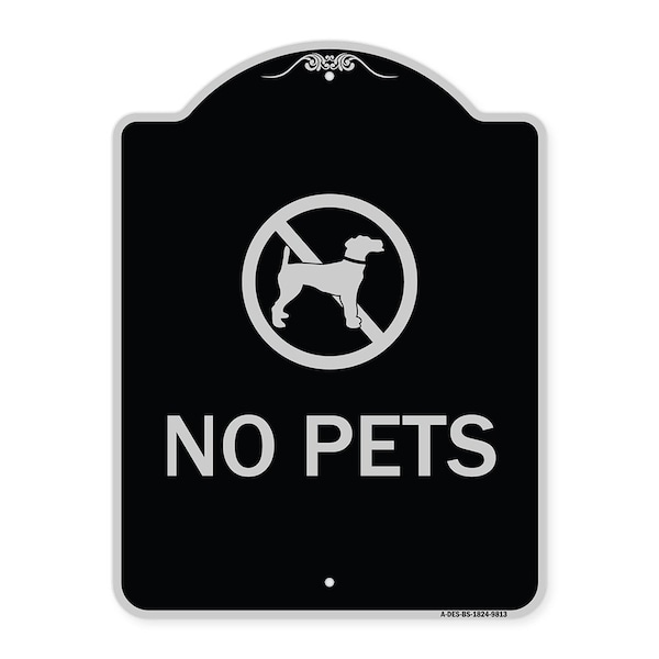 Signmission Designer Series Sign-No Pets, Black & Silver Heavy-Gauge Aluminum, 24" x 18", BS-1824-9813 A-DES-BS-1824-9813 - main